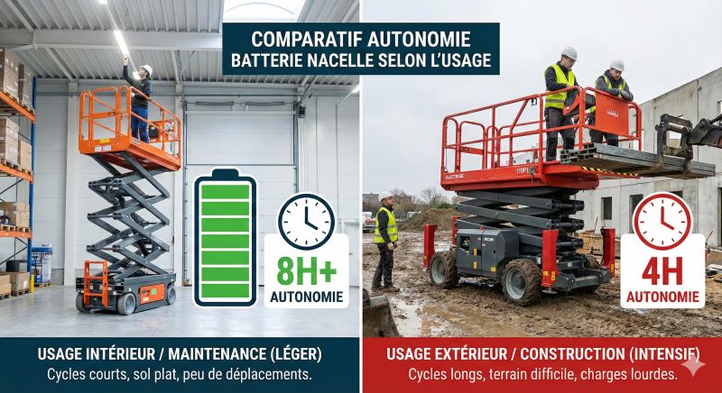 Comparatif détaillé de l'Autonomie Batterie Nacelle selon les usages